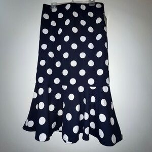 Messini mermaid skirt L Navy Blue with White Polka